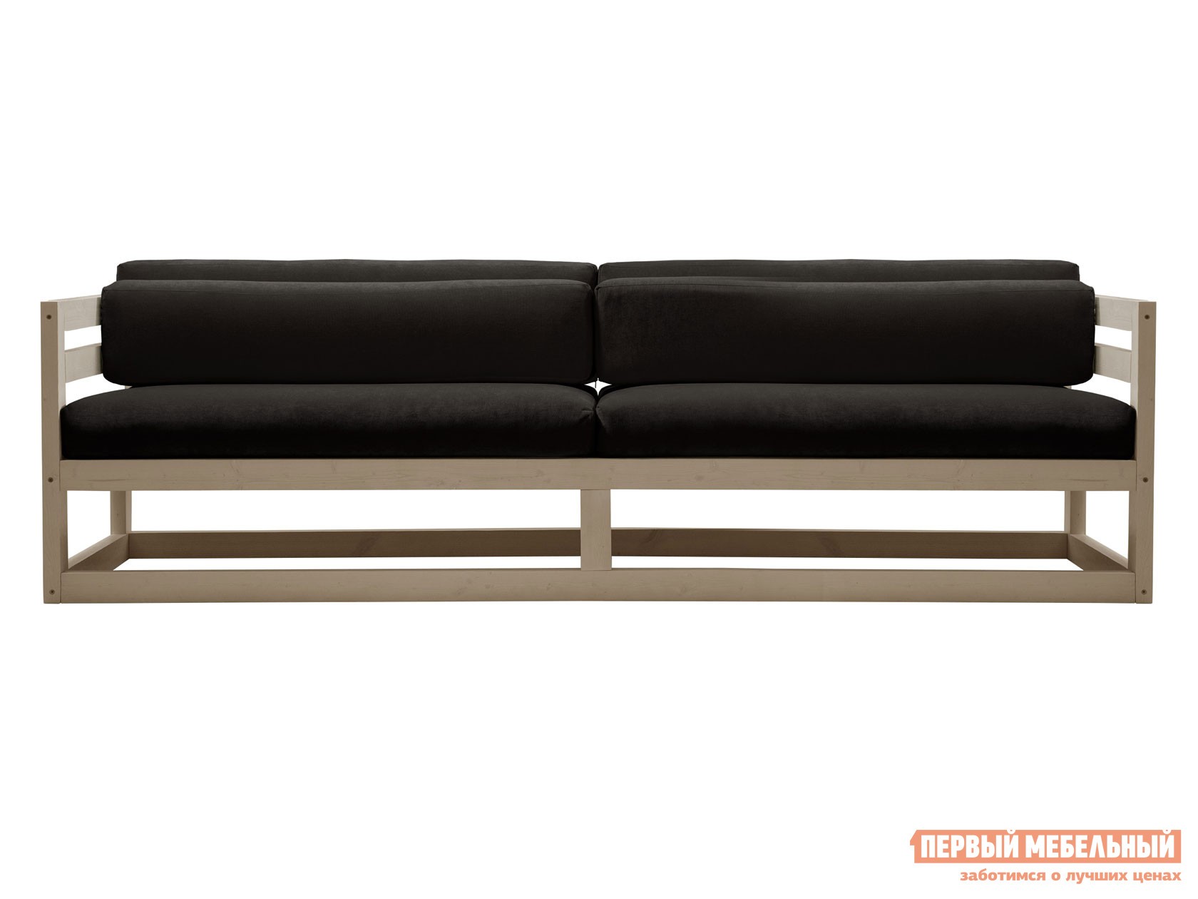 Прямой диван  Магнус Дуб беленый, Черный, вельвет