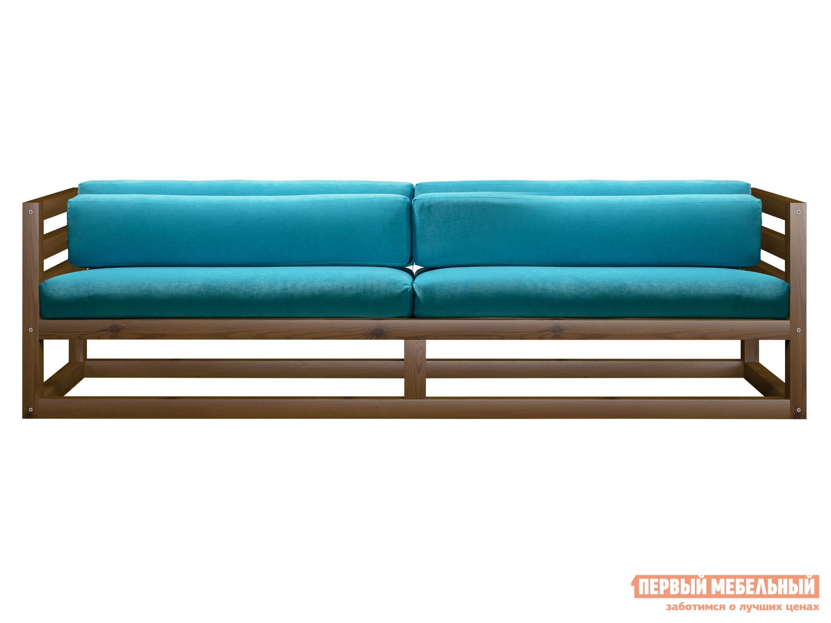 Прямой диван  Магнус Орех, Бирюзовый, вельвет