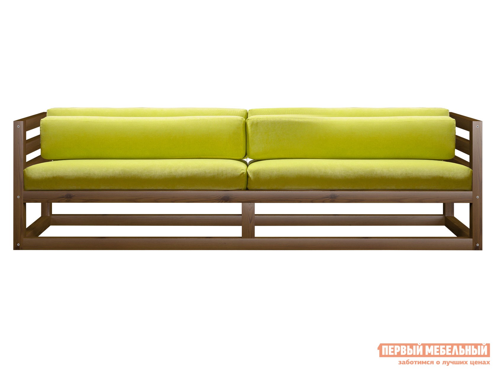 Прямой диван  Магнус Орех, Лимонный, вельвет