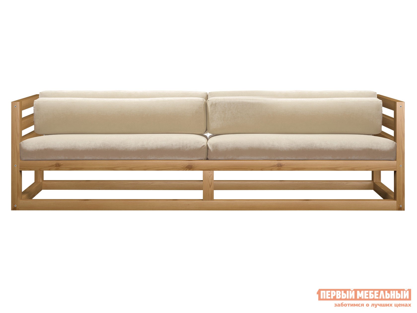 Прямой диван  Магнус Сосна натуральная, Белый, вельвет