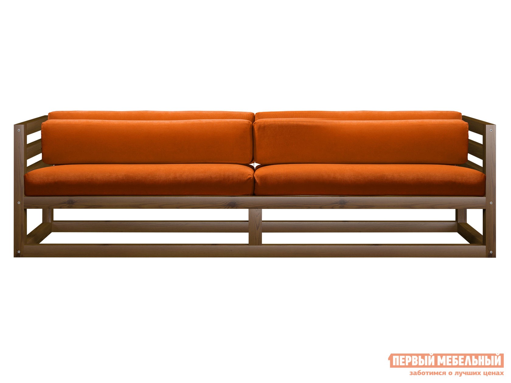 Прямой диван  Магнус Орех, Оранжевый, вельвет