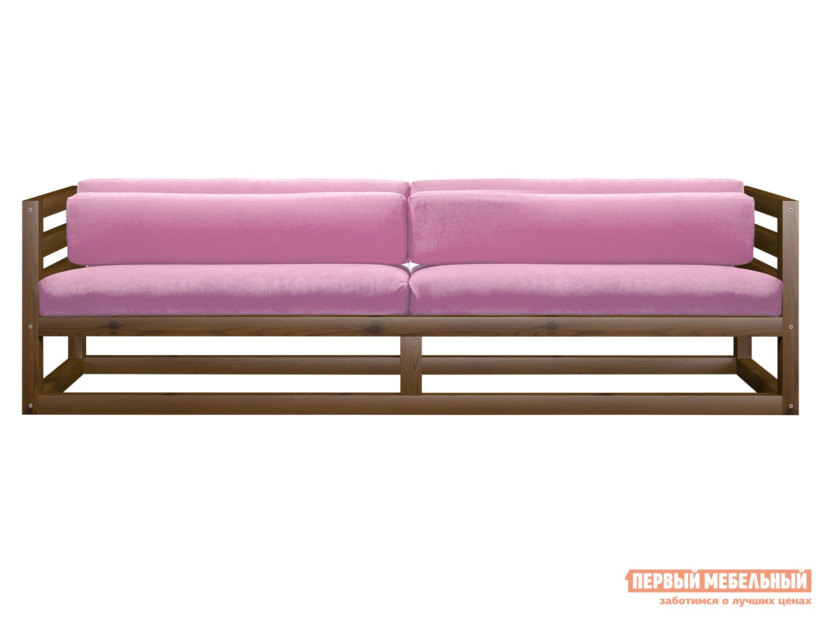 Прямой диван  Магнус Орех, Розовый, вельвет