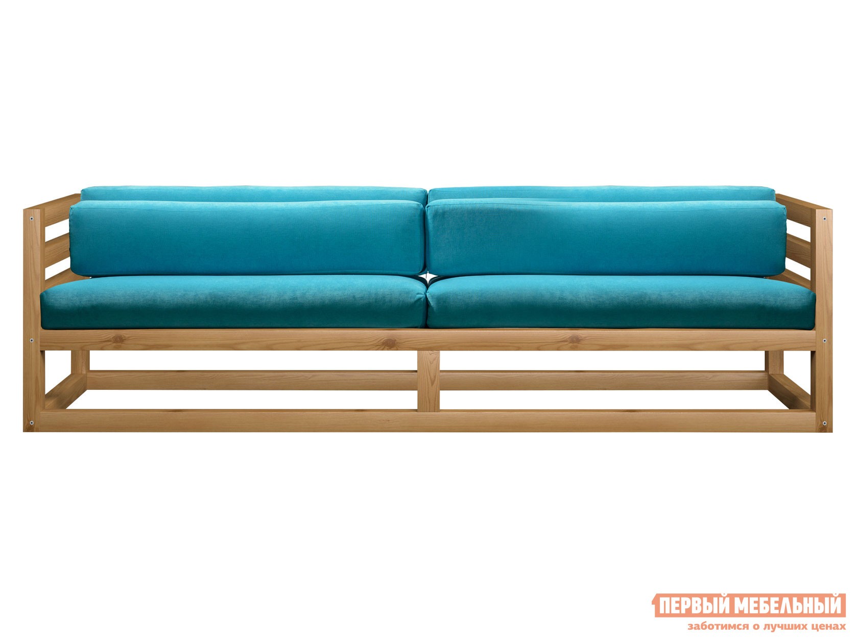 Прямой диван  Магнус Бирюзовый, вельвет, Сосна натуральная