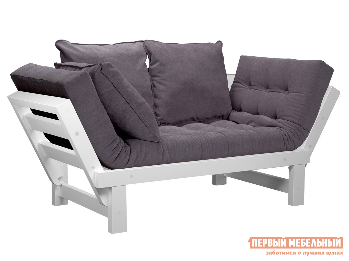 Прямой диван  Свен Бук, Белая эмаль, Серый, вельвет