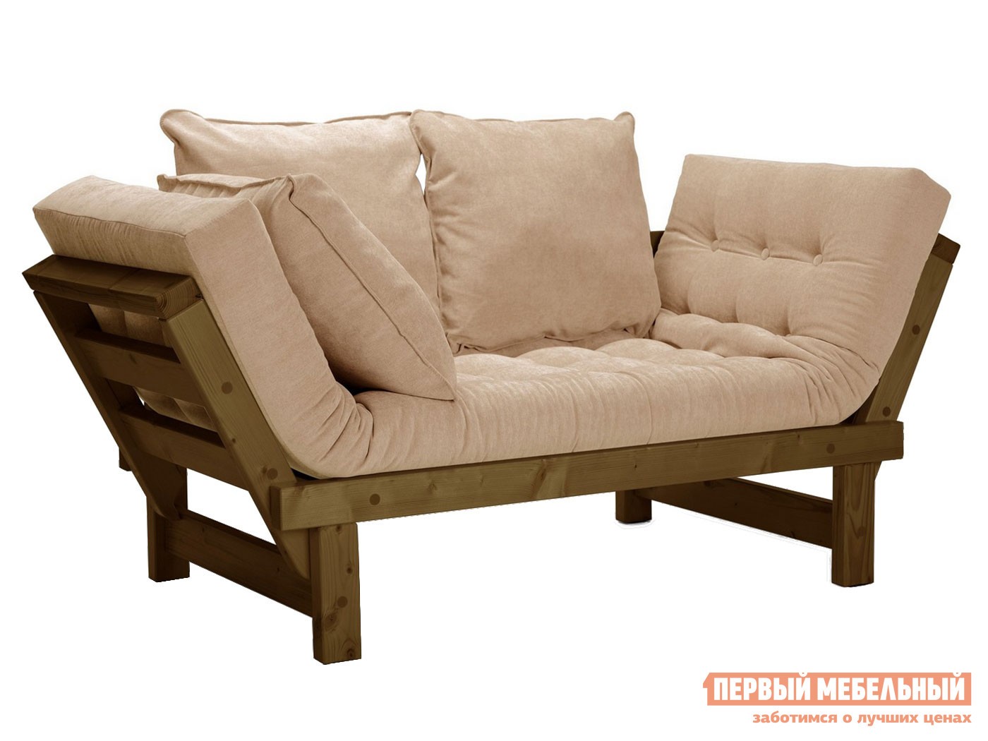 Прямой диван  Свен Бук, Орех, Бежевый, вельвет