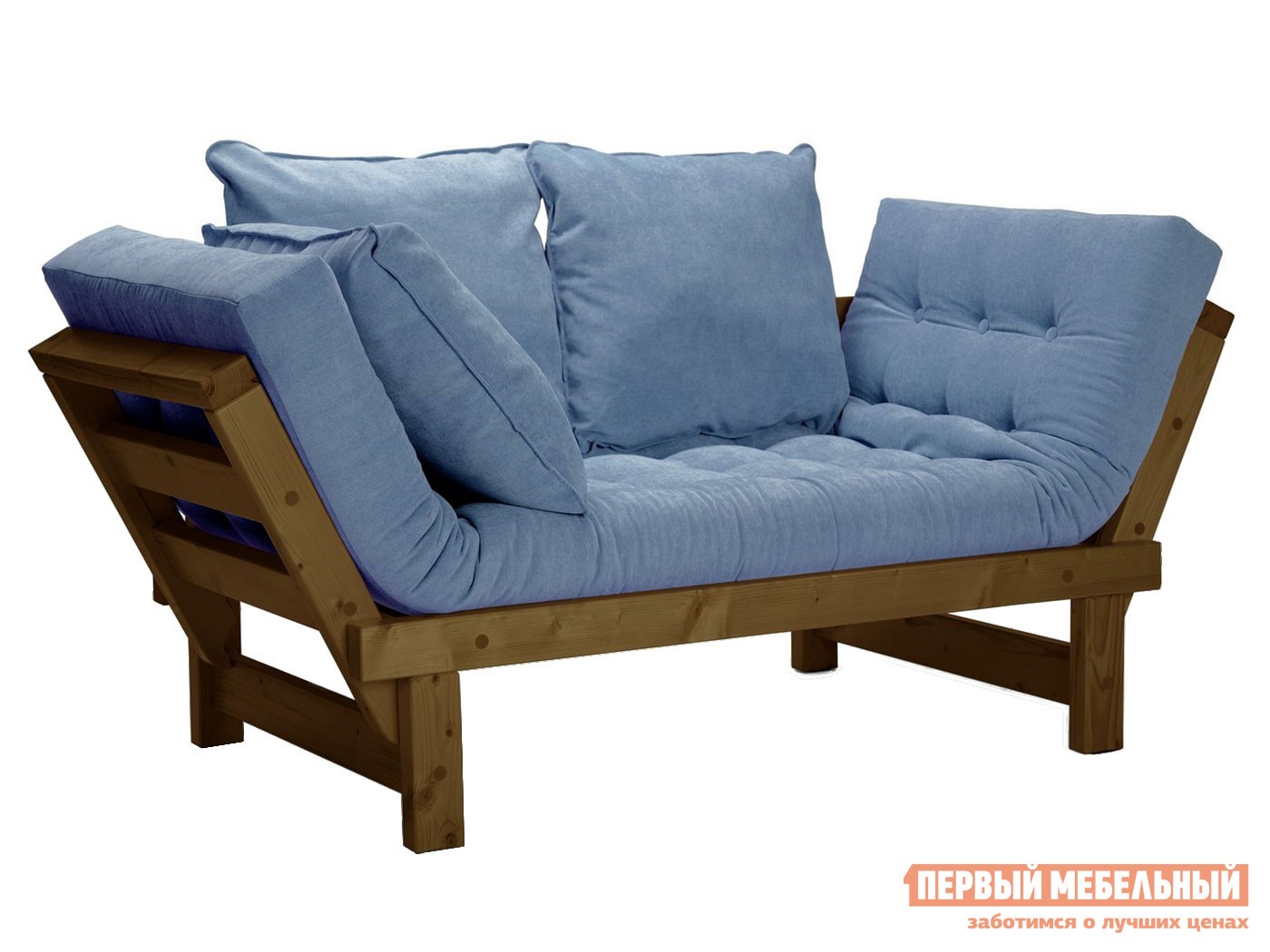 Прямой диван  Свен Бук, Орех, Голубой, вельвет