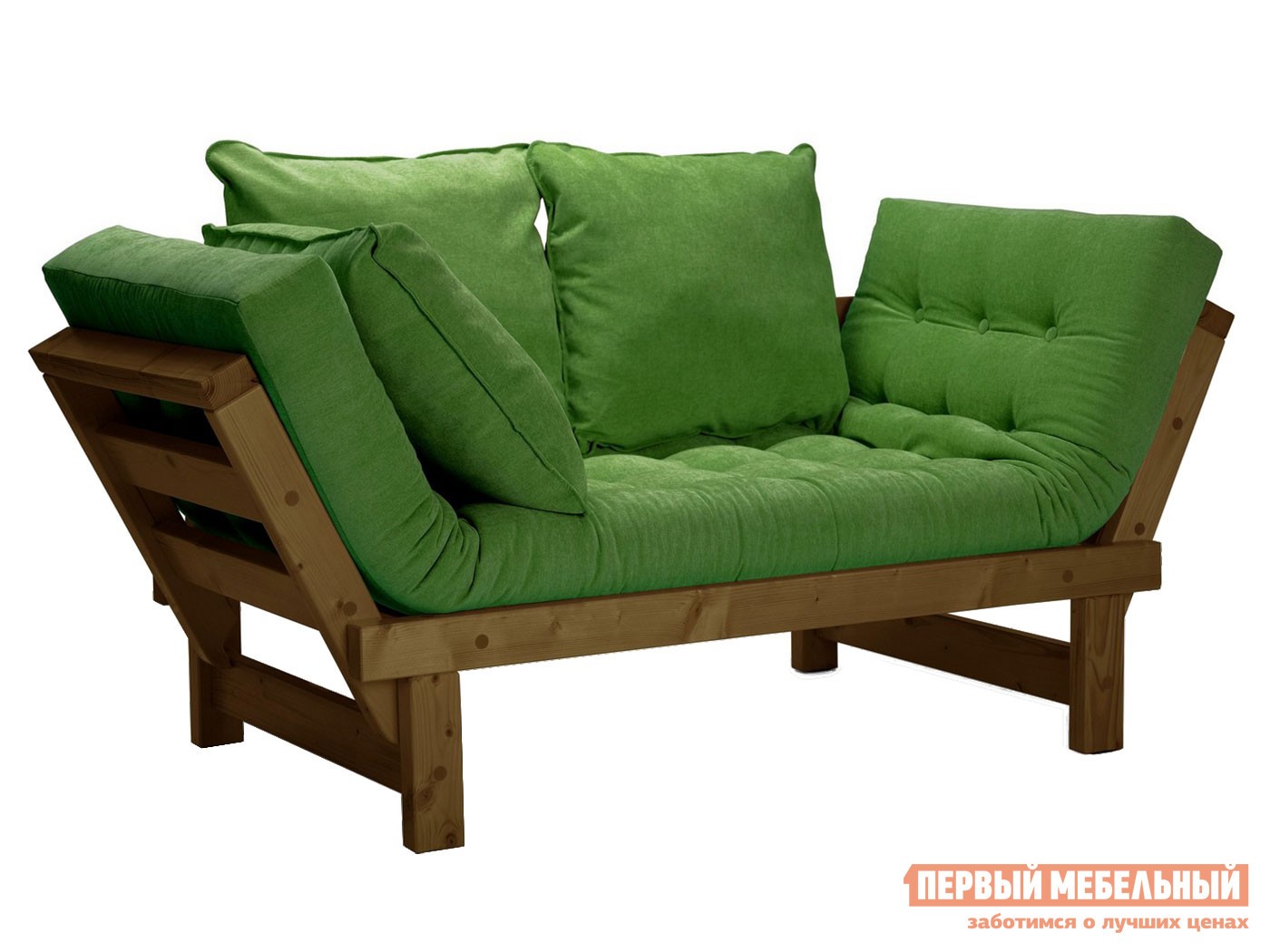 Прямой диван  Свен Орех, Зеленый, вельвет, Сосна