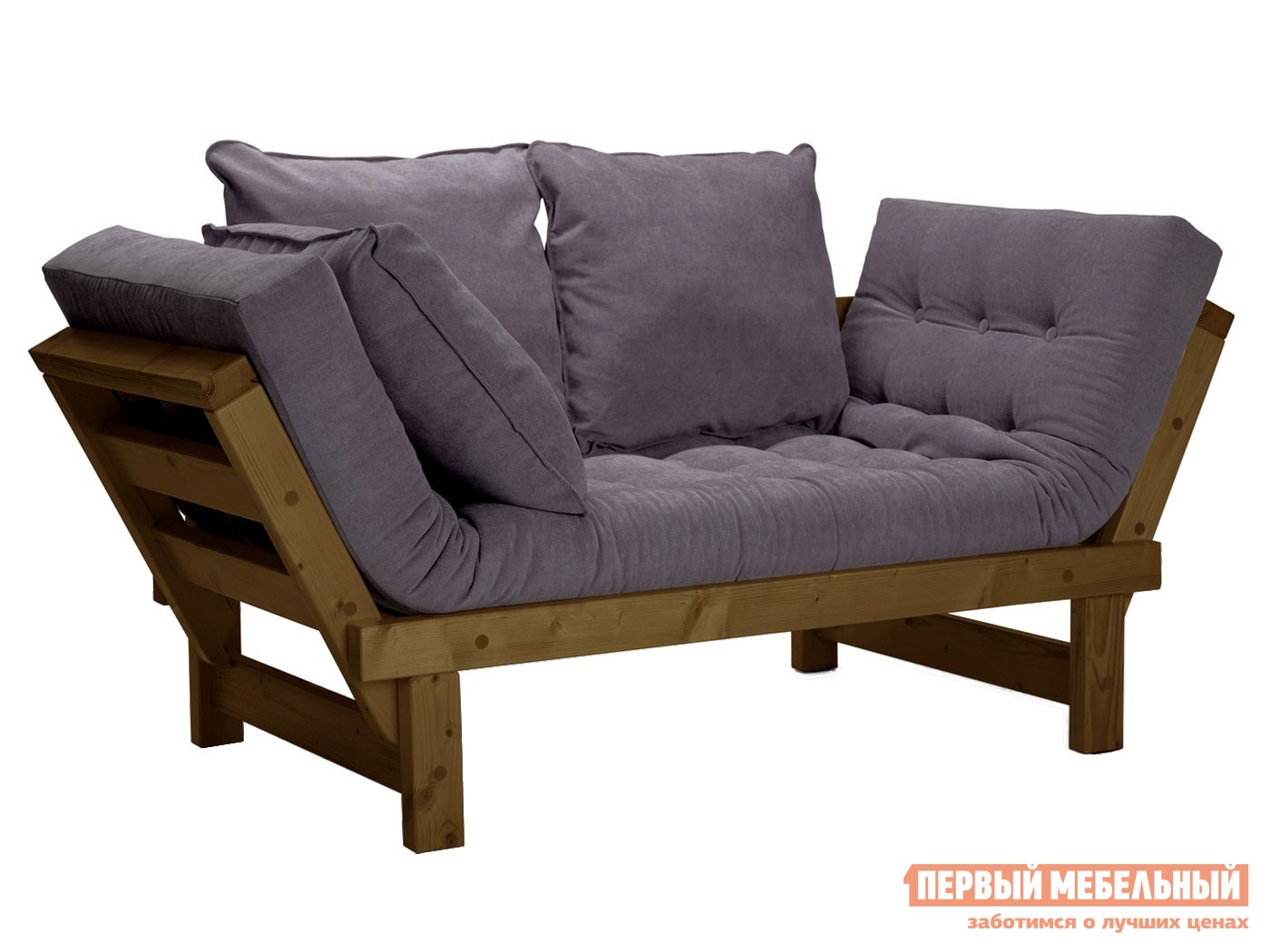 Прямой диван  Свен Орех, Серый, вельвет, Сосна