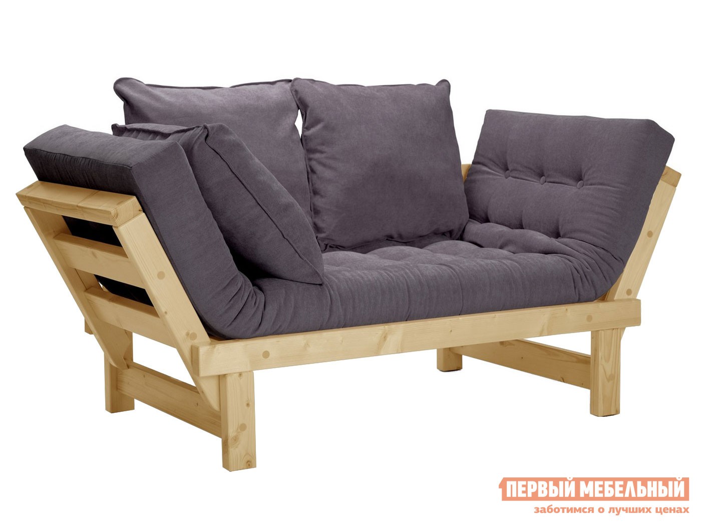 Прямой диван  Свен Бук, Сосна натуральная, Серый, вельвет