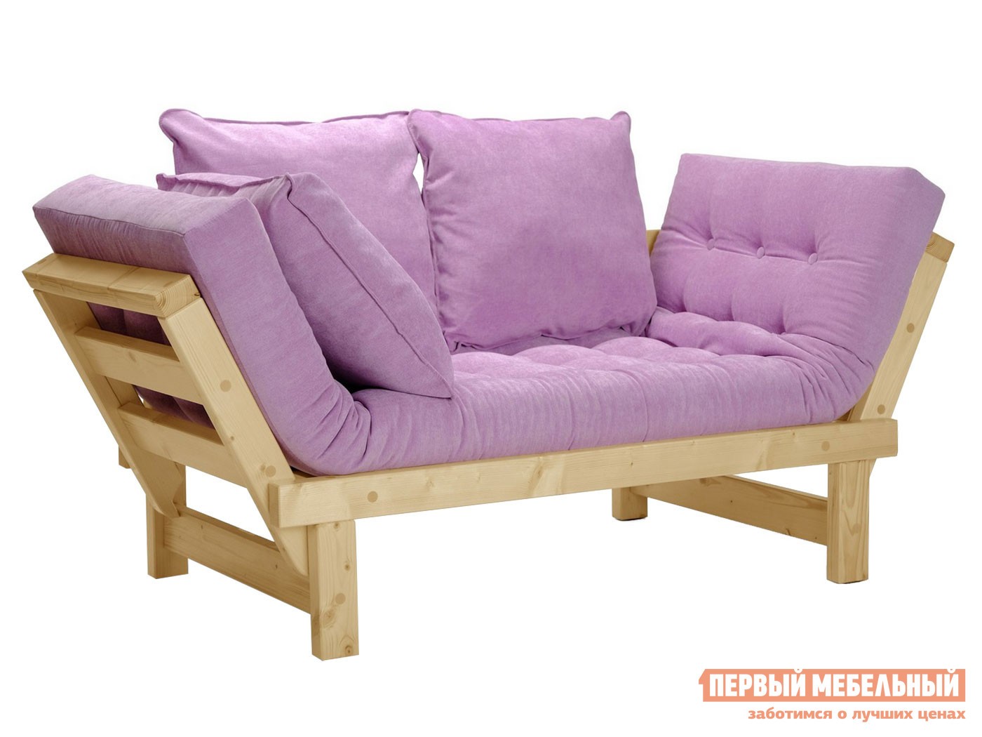 Прямой диван  Свен Сосна натуральная, Сиреневый, вельвет, Сосна