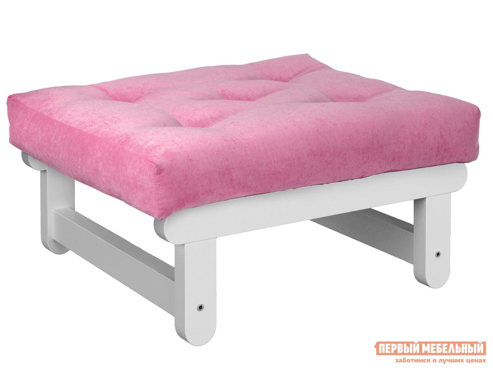 Пуфик  Сламбер П Белая эмаль, Розовый, вельвет
