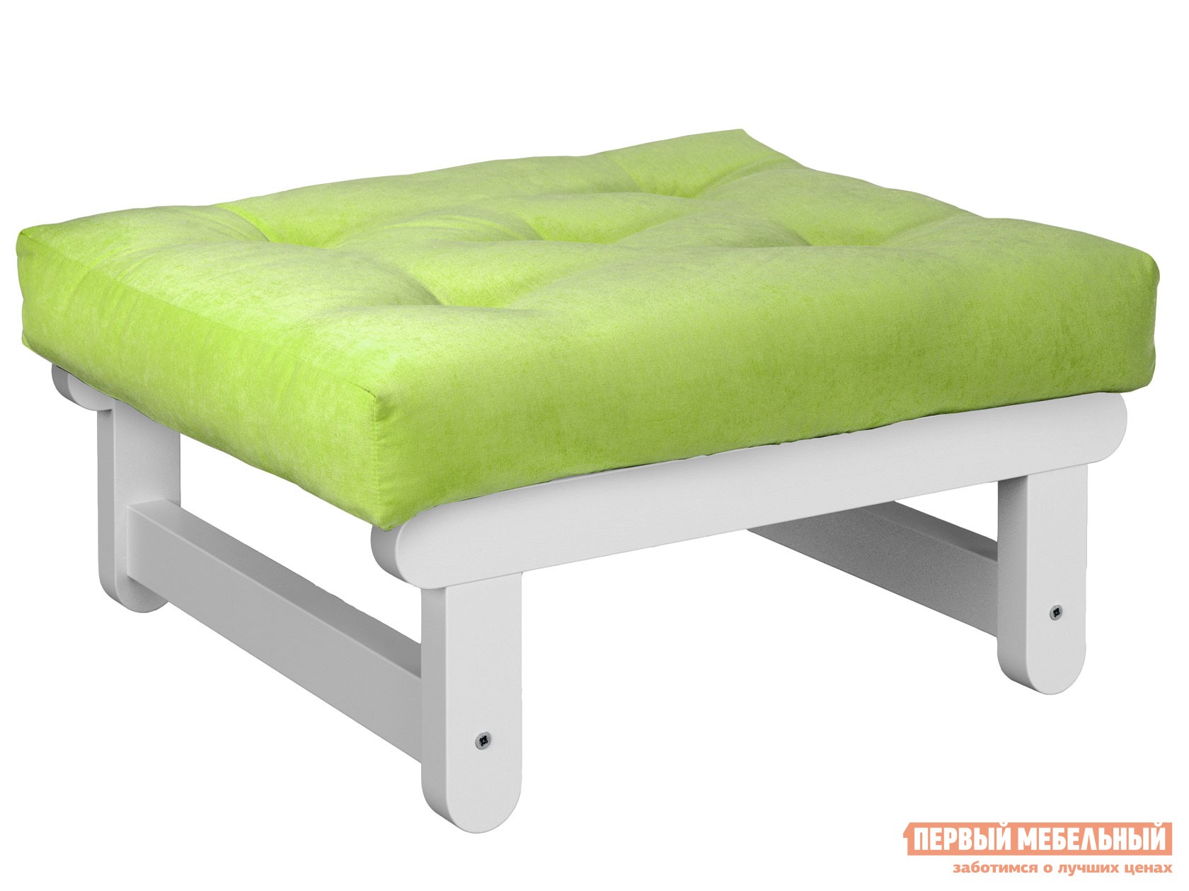 Пуфик  Сламбер П Белая эмаль, Салатовый, вельвет