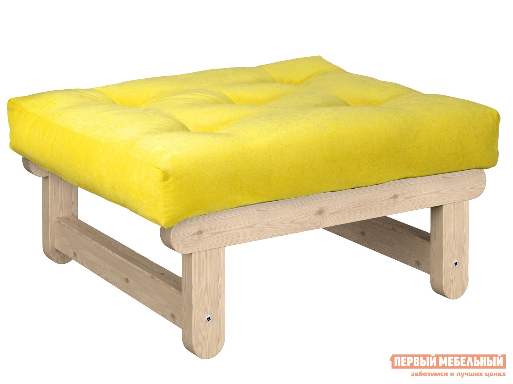 Пуфик  Сламбер П Сосна натуральная, Лимонный, вельвет