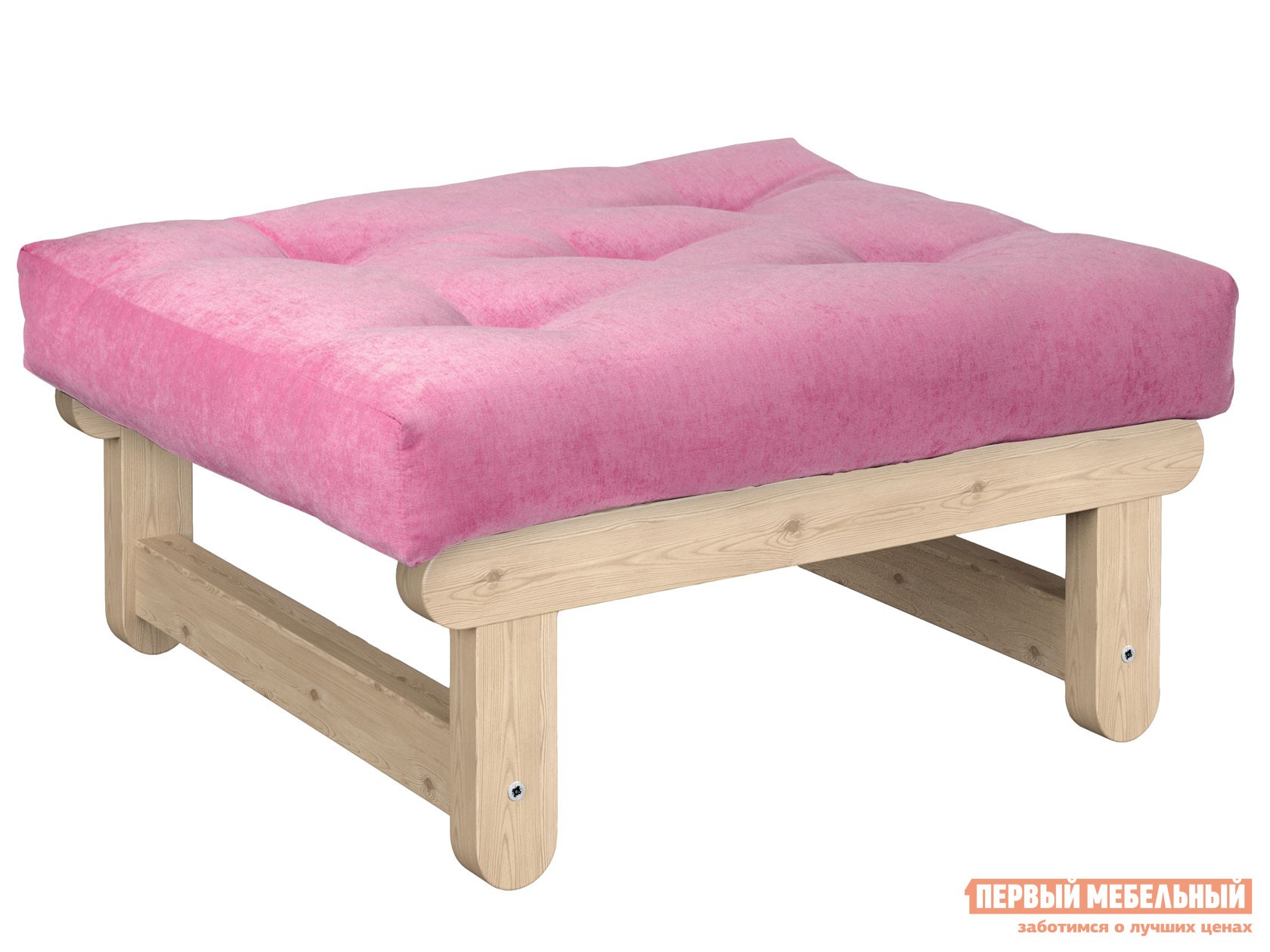 Пуфик  Сламбер П Сосна натуральная, Розовый, вельвет