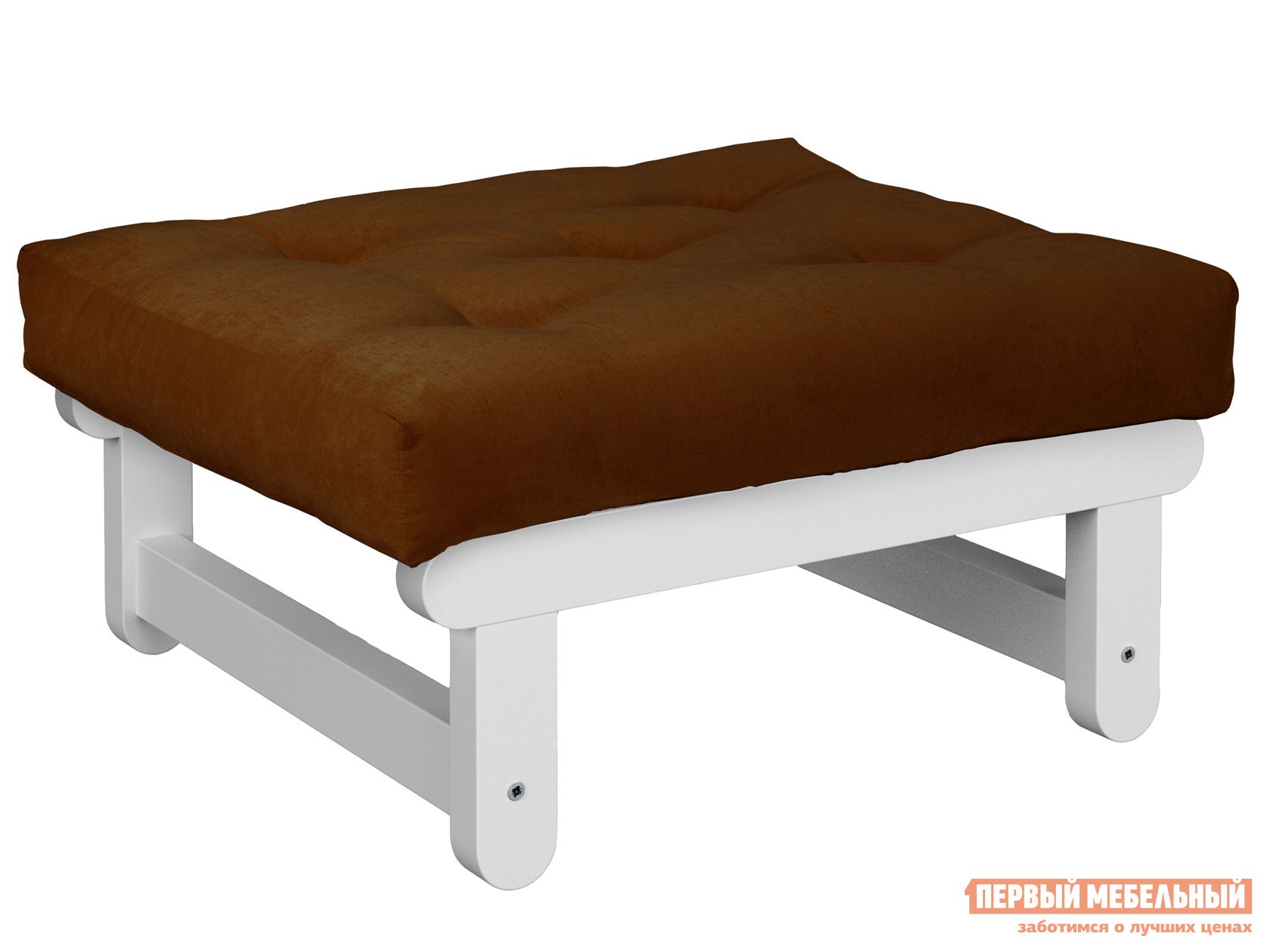 Пуфик  Сламбер П Белая эмаль, Коричневый, вельвет