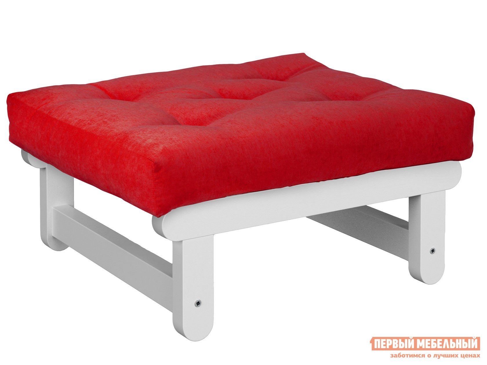 Пуфик  Сламбер П Белая эмаль, Красный, вельвет