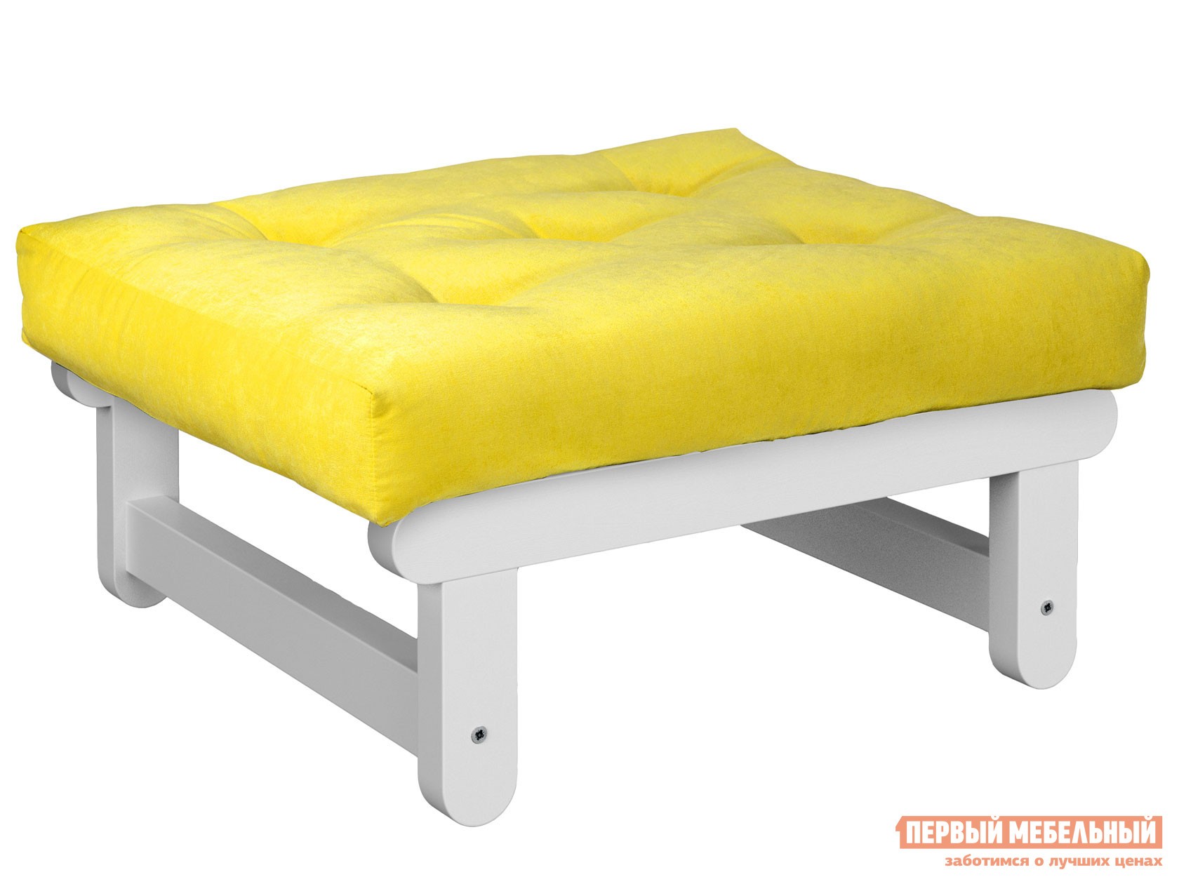 Пуфик  Сламбер П Белая эмаль, Лимонный, вельвет