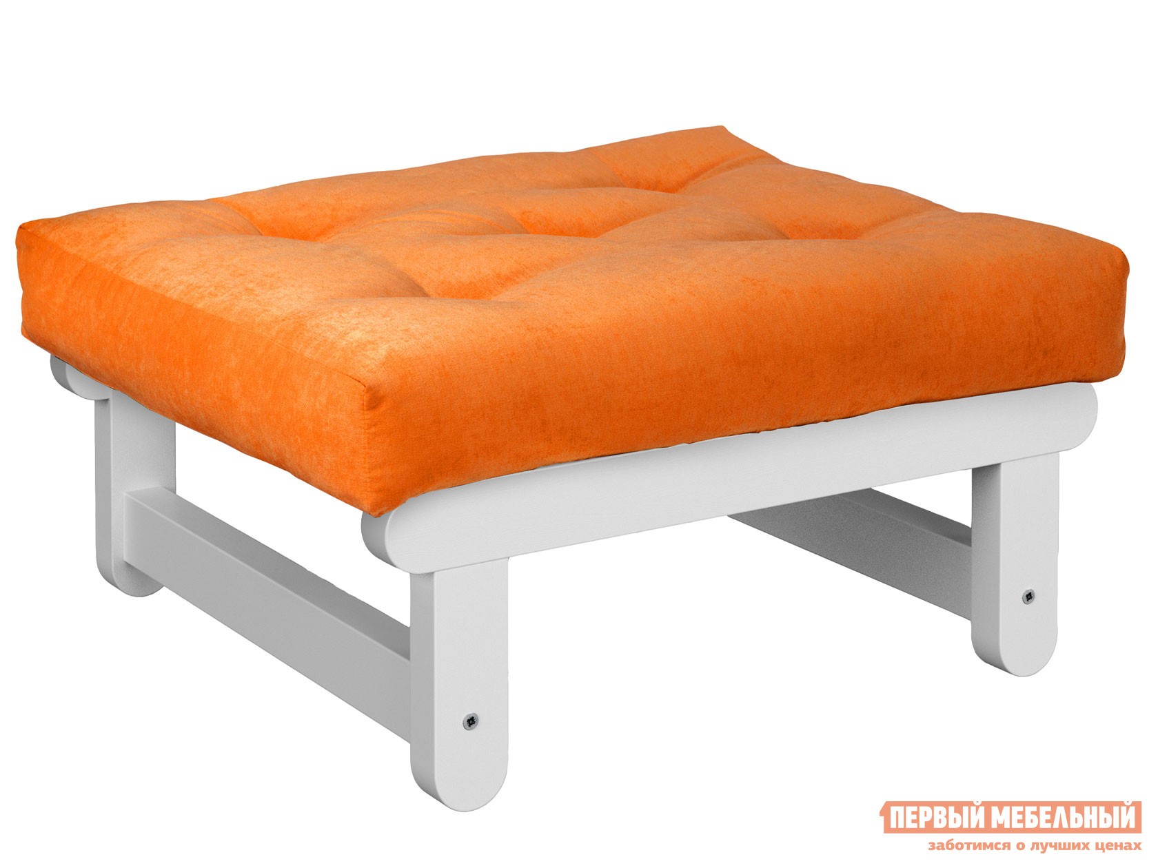 Пуфик  Сламбер П Белая эмаль, Оранжевый, вельвет