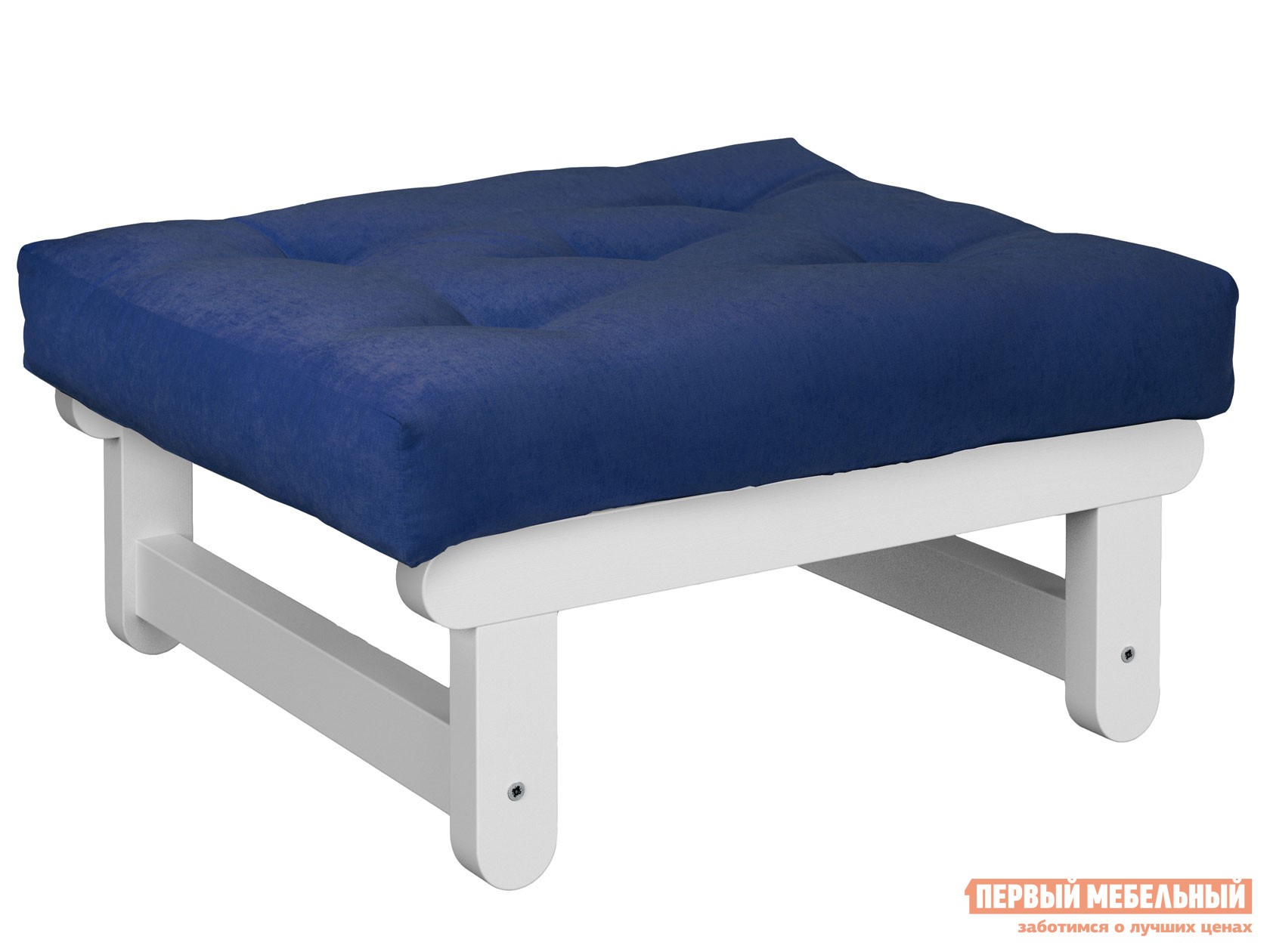 Пуфик  Сламбер П Белая эмаль, Синий, вельвет