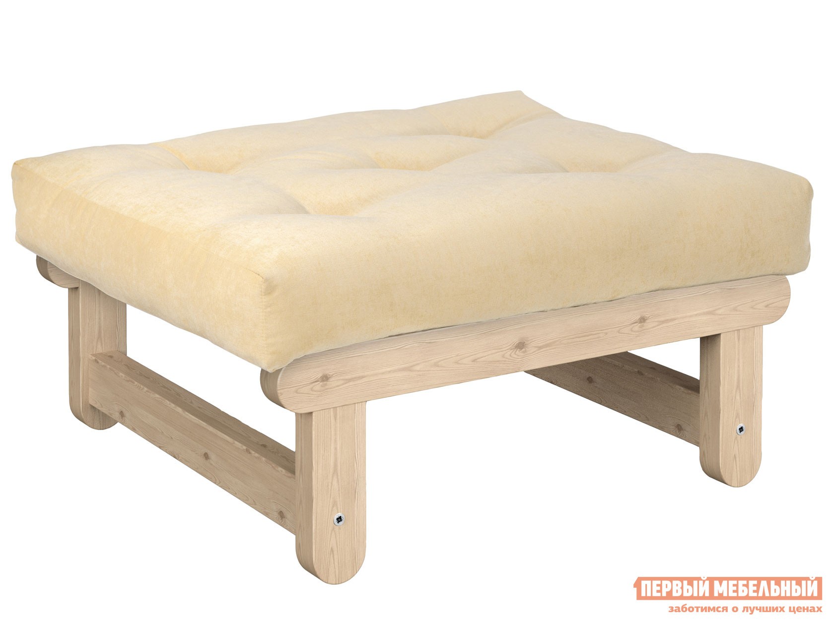 Пуфик  Сламбер П Сосна натуральная, Белый, вельвет