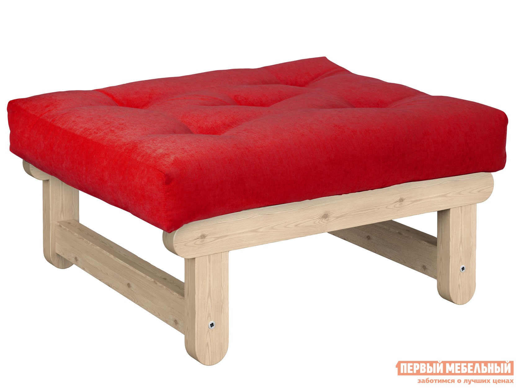 Пуфик  Сламбер П Сосна натуральная, Красный, вельвет