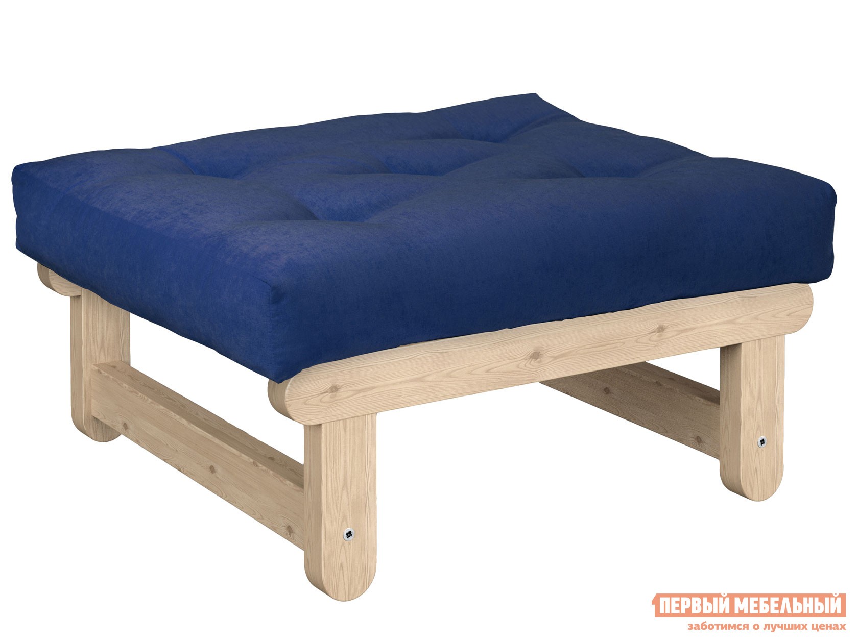 Пуфик  Сламбер П Сосна натуральная, Синий, вельвет