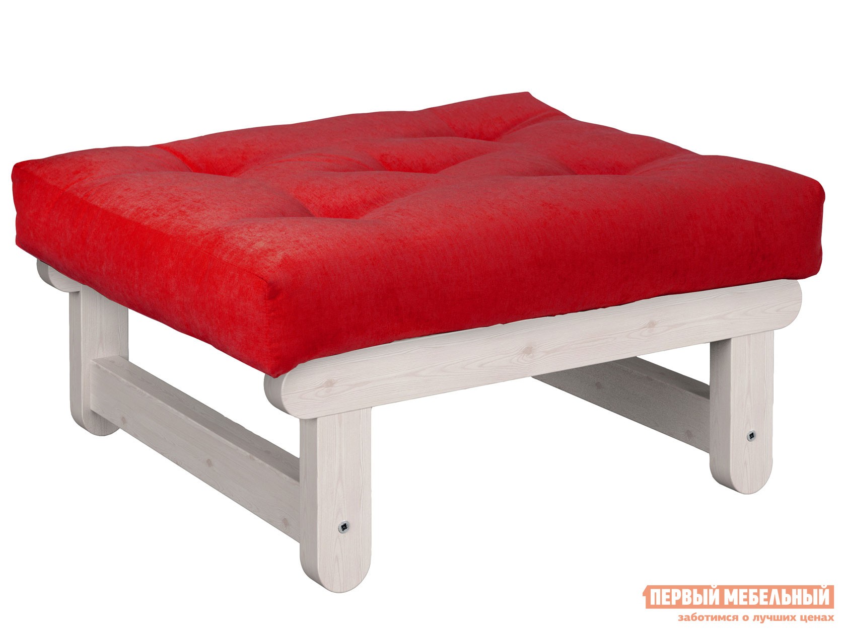 Пуфик  Сламбер П Дуб беленый, Красный, вельвет