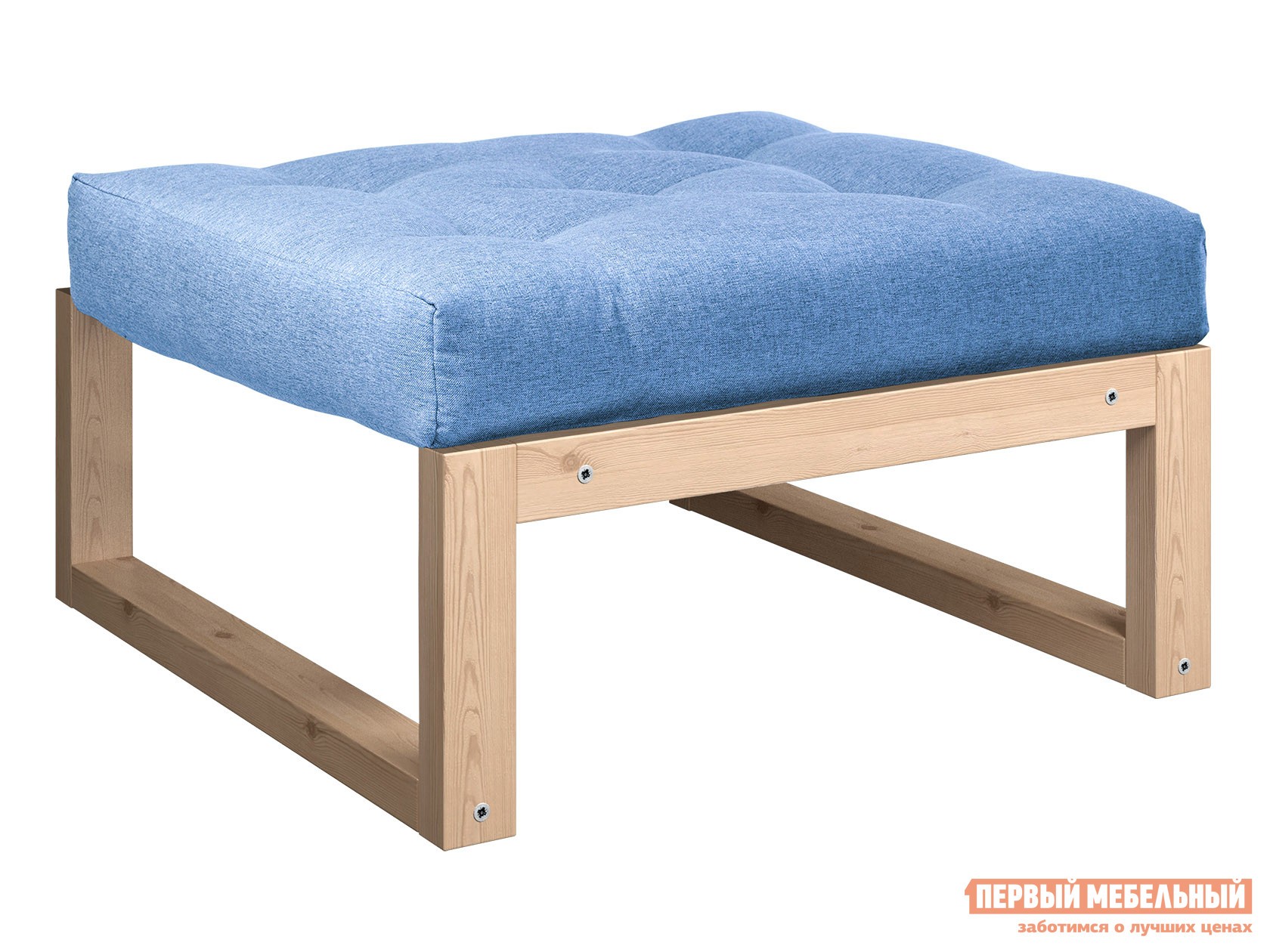 Пуфик  Амбер П Сосна натуральная, Синий, рогожка