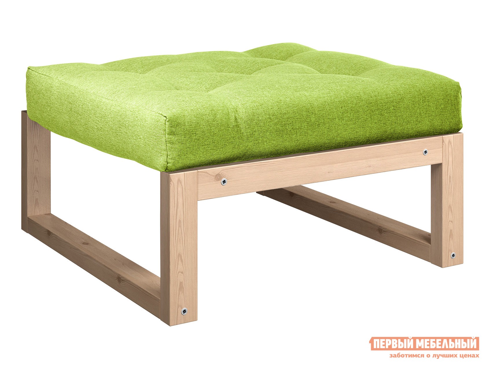 Пуфик  Амбер П Зеленый, рогожка, Сосна натуральная