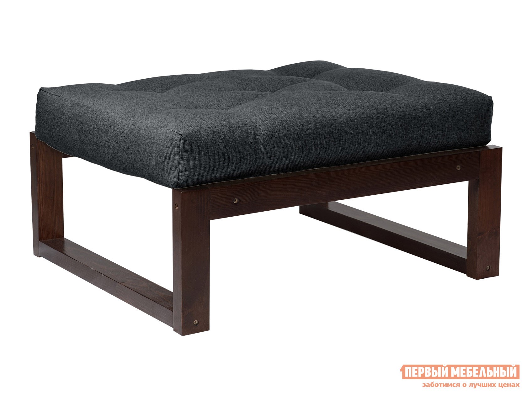 Пуфик  Амбер П Черный, рогожка, Орех