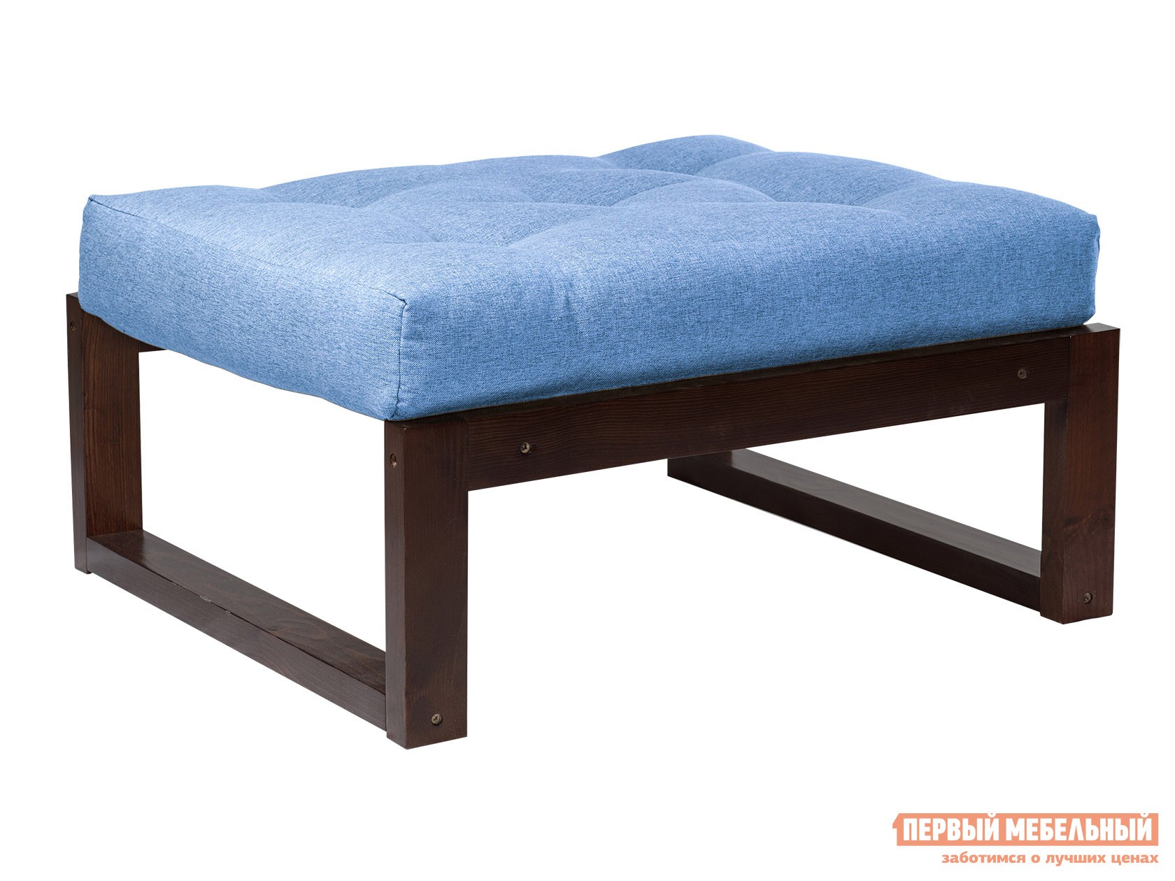 Пуфик  Амбер П Синий, рогожка, Орех