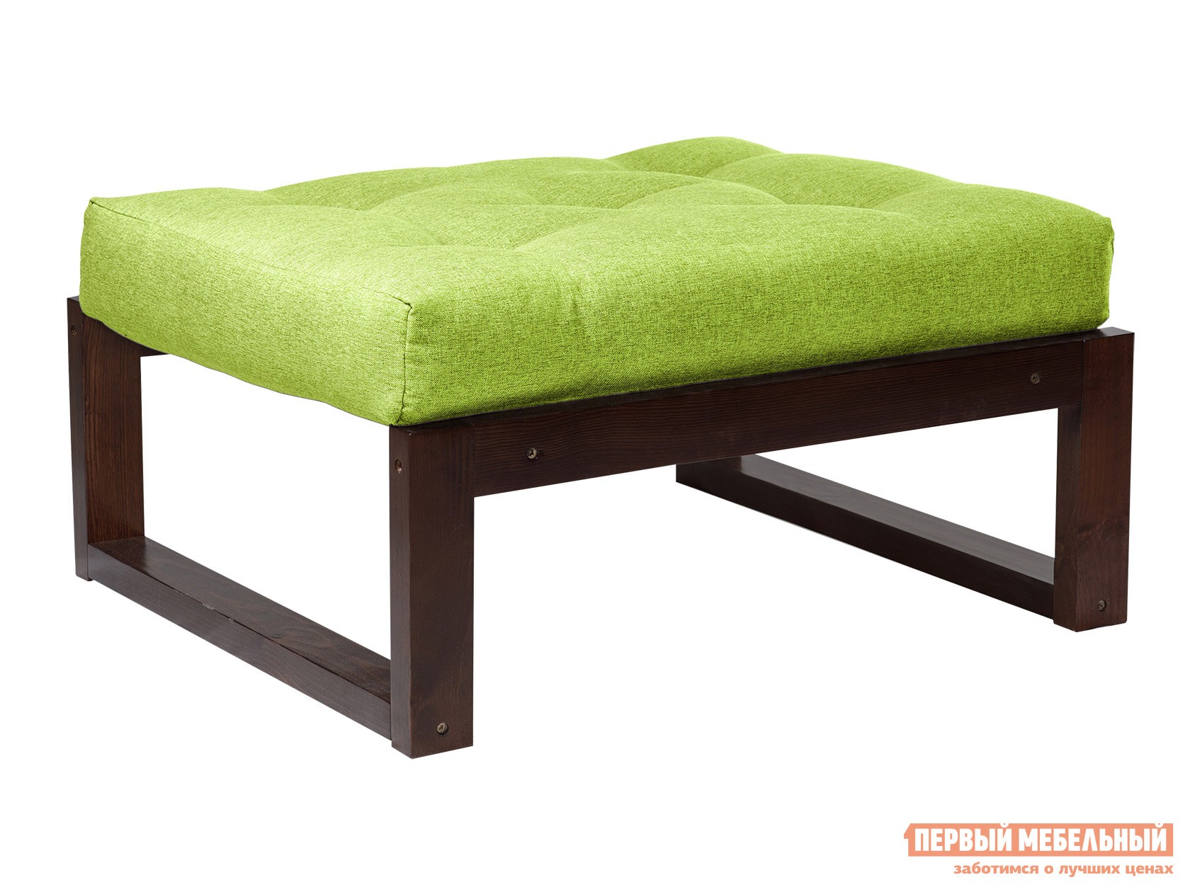 Пуфик  Амбер П Зеленый, рогожка, Орех