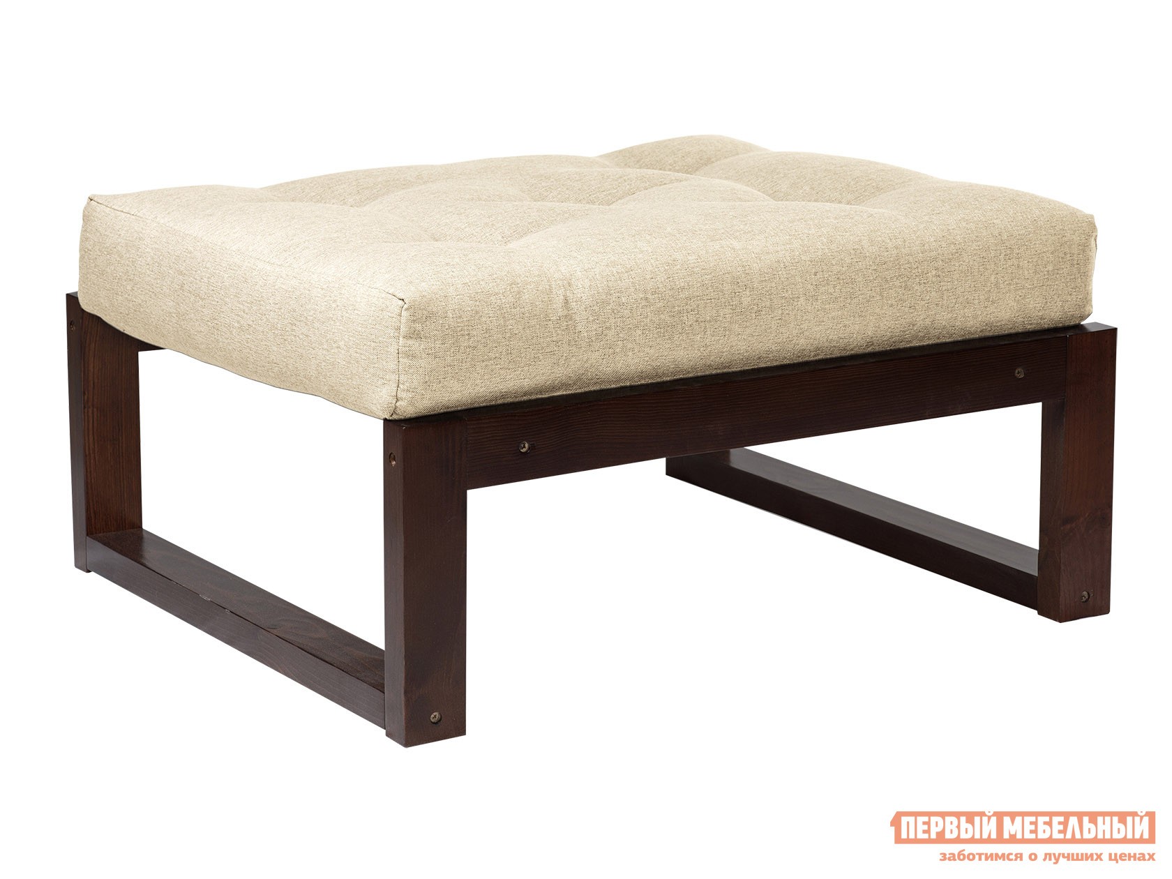 Пуфик  Амбер П Белый, рогожка, Орех