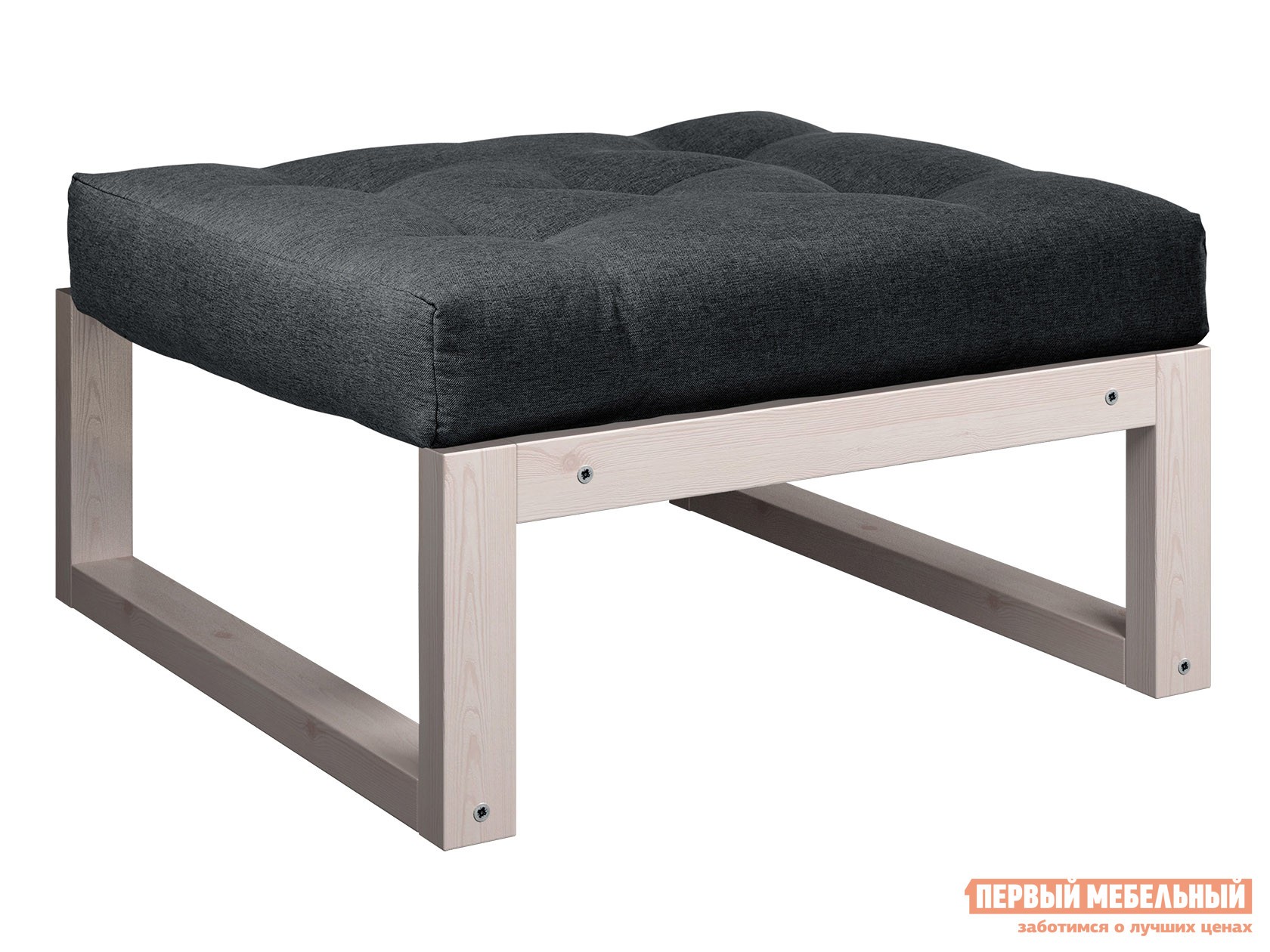 Пуфик  Амбер П Черный, рогожка, Дуб беленый