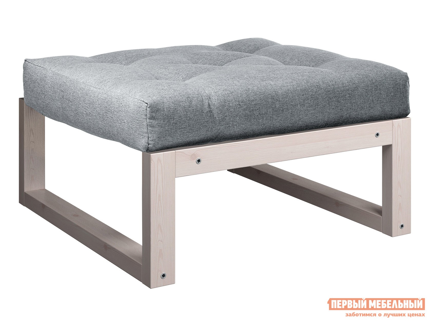 Пуфик  Амбер П Серый, рогожка, Дуб беленый