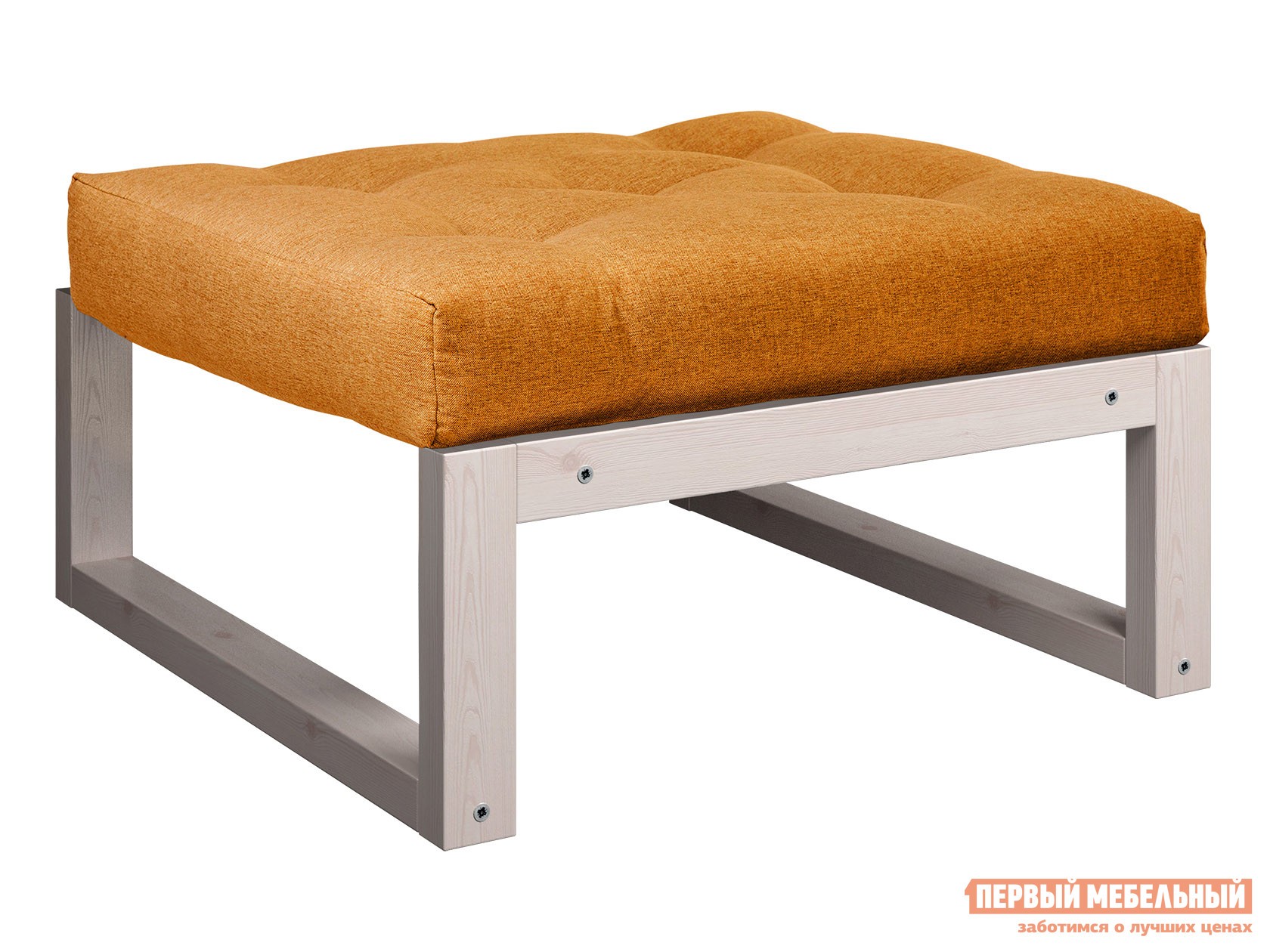 Пуфик  Амбер П Оранжевый, рогожка, Дуб беленый