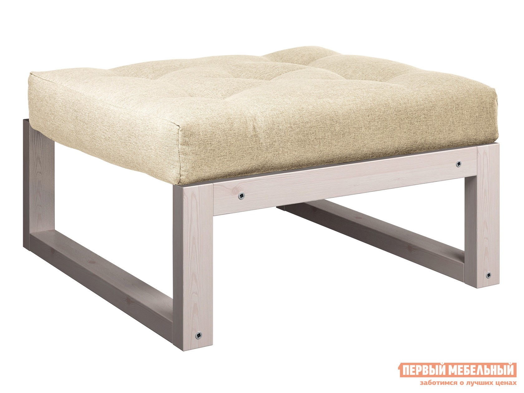 Пуфик  Амбер П Белый, рогожка, Дуб беленый