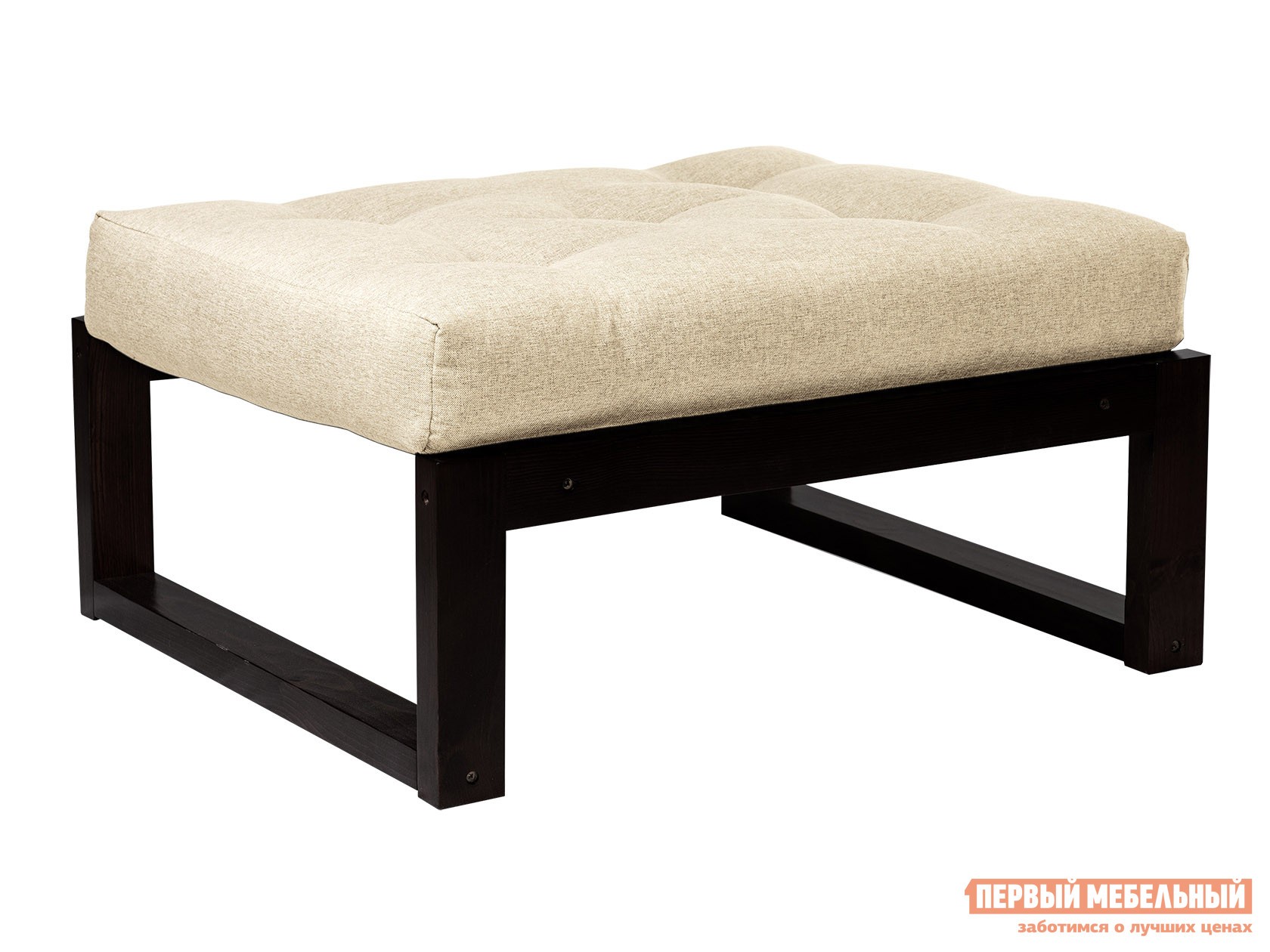 Пуфик  Амбер П Белый, рогожка, Венге