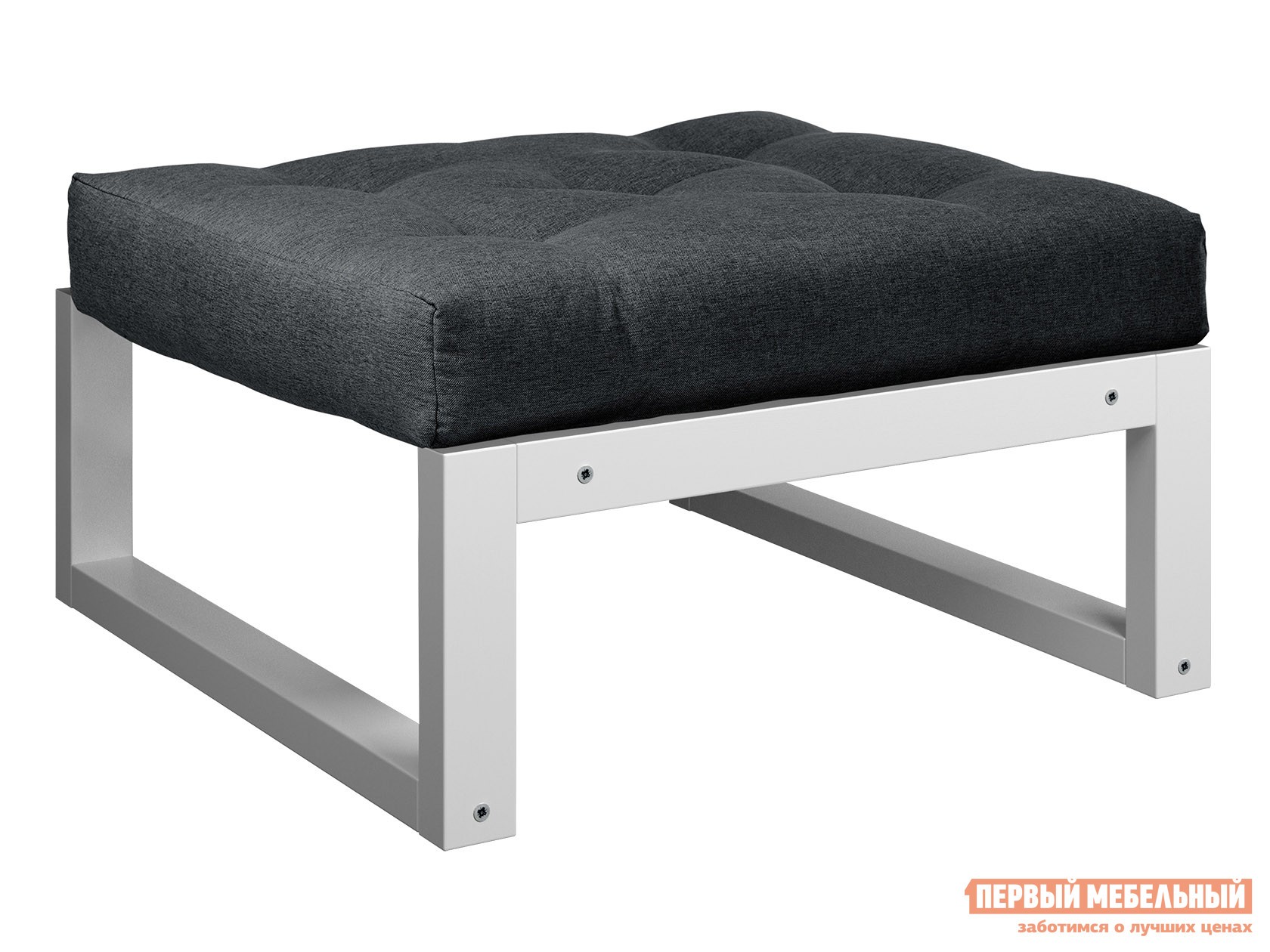 Пуфик  Амбер П Черный, рогожка, Белая эмаль