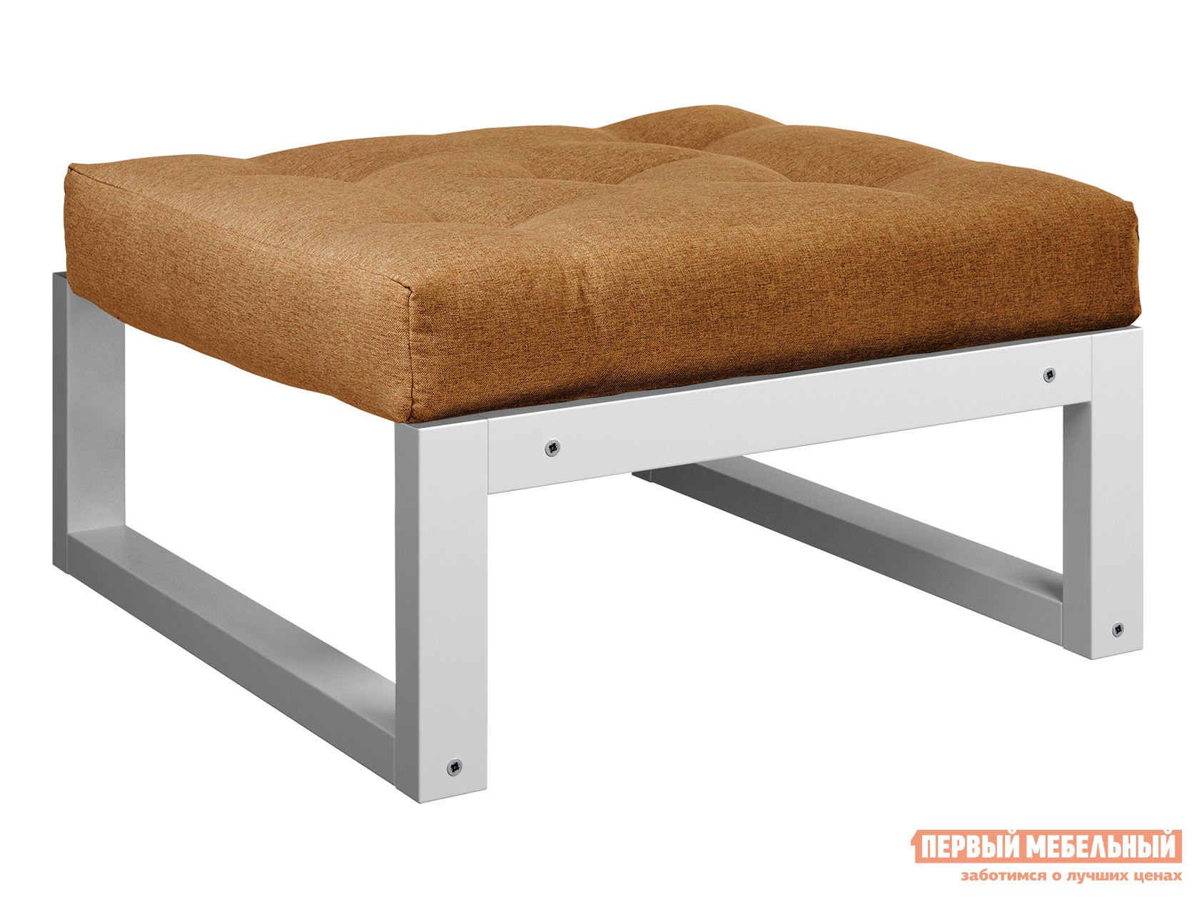 Пуфик  Амбер П Коричневый, рогожка, Белая эмаль