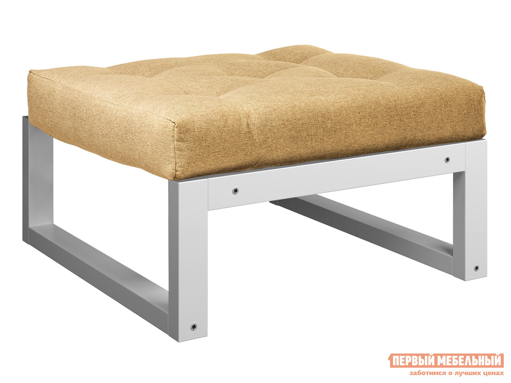 Пуфик  Амбер П Бежевый, рогожка, Белая эмаль