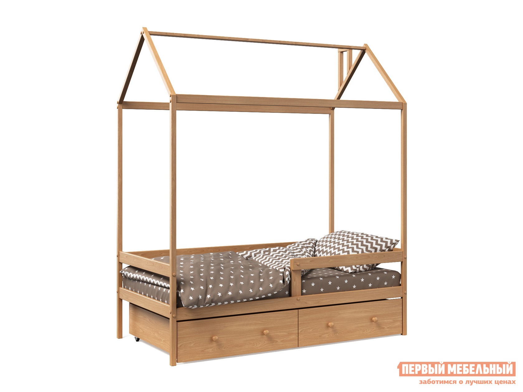 Детская кровать  Домик Бук, С ящиками, С бортиком