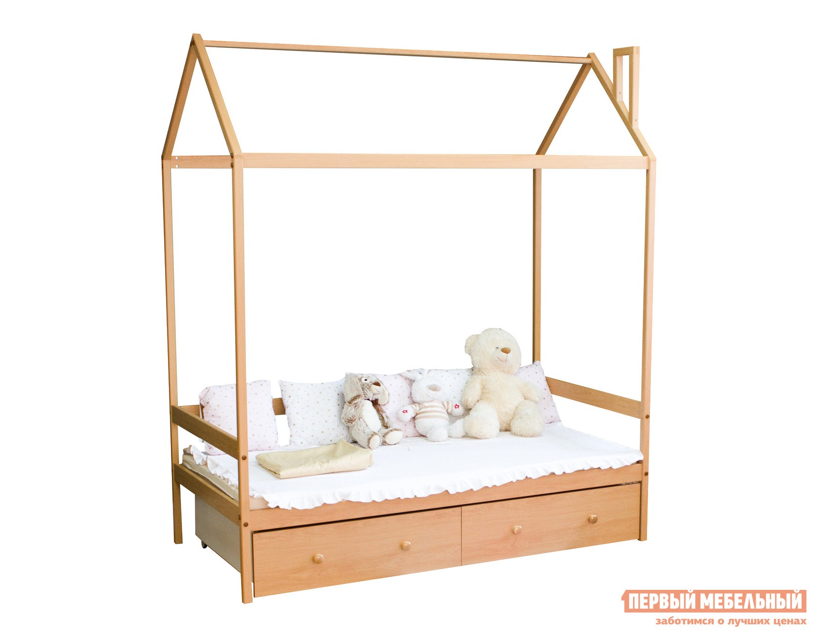 Детская кровать  Домик Бук, С ящиками, Без бортика