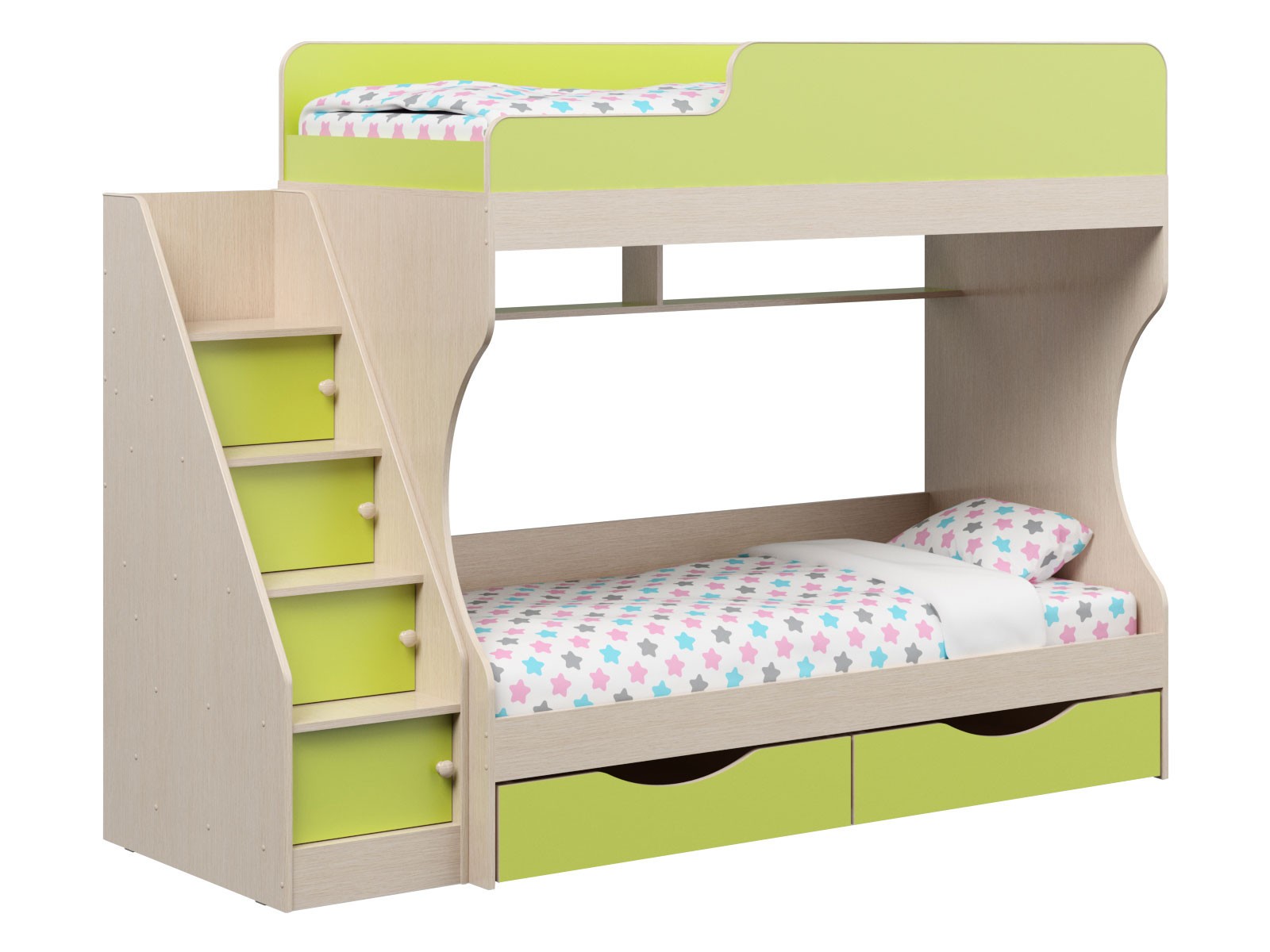Двухъярусная кровать  Р443 Капризун 6 Лайм / Дуб млечный