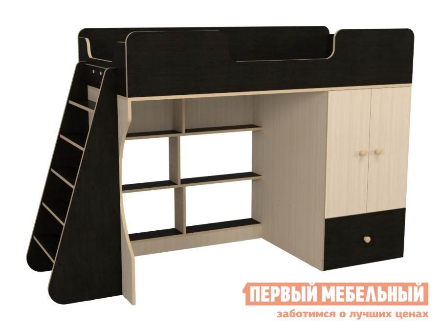 Кровать-чердак  Тернер Дуб миланский / Дуб млечный