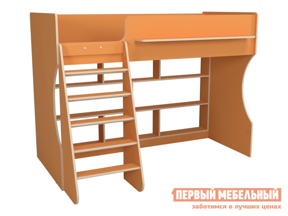 Кровать-чердак  Марли Оранжевый, С полками
