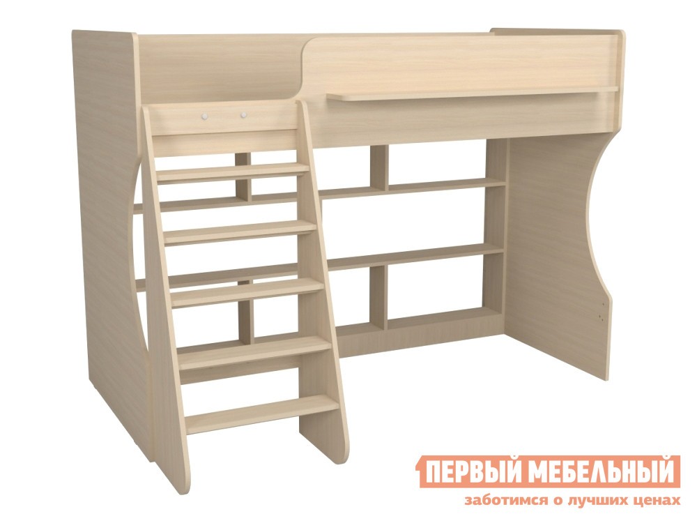 Кровать-чердак  Марли Дуб млечный, С полками