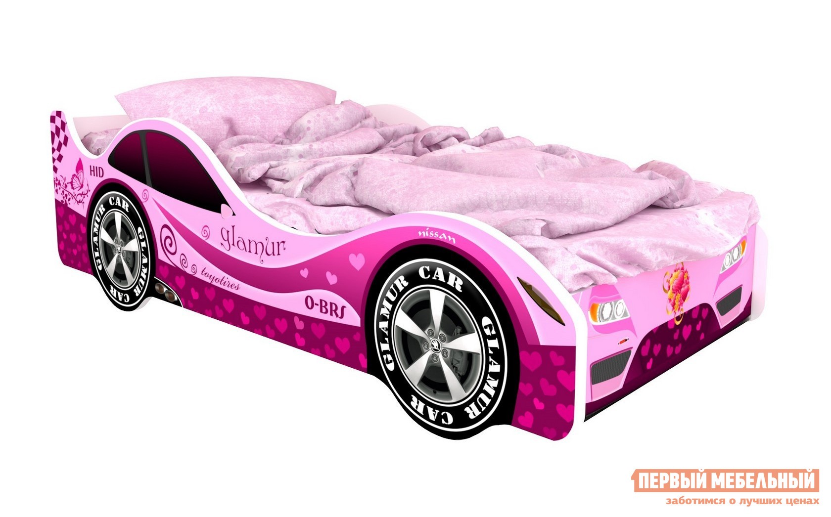 Кровать-машина  Город Розовый (Париж), С подсветкой дна