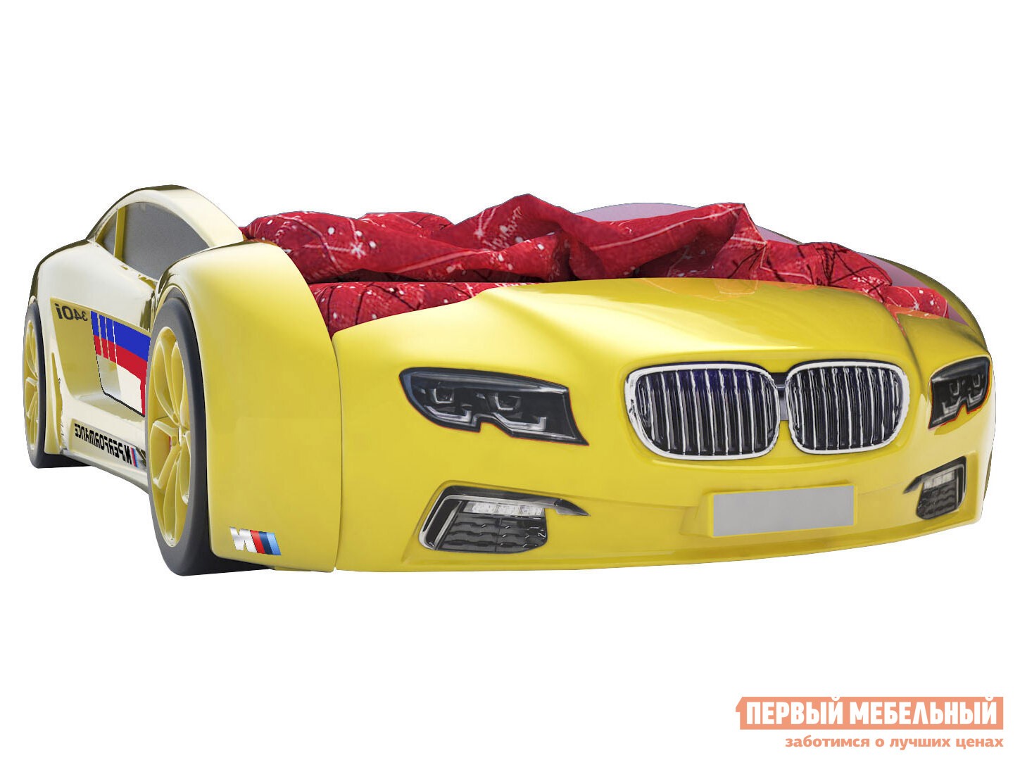 Кровать-машина  Roadster БМВ Желтый (БМВ Roadster), С подсветкой дна