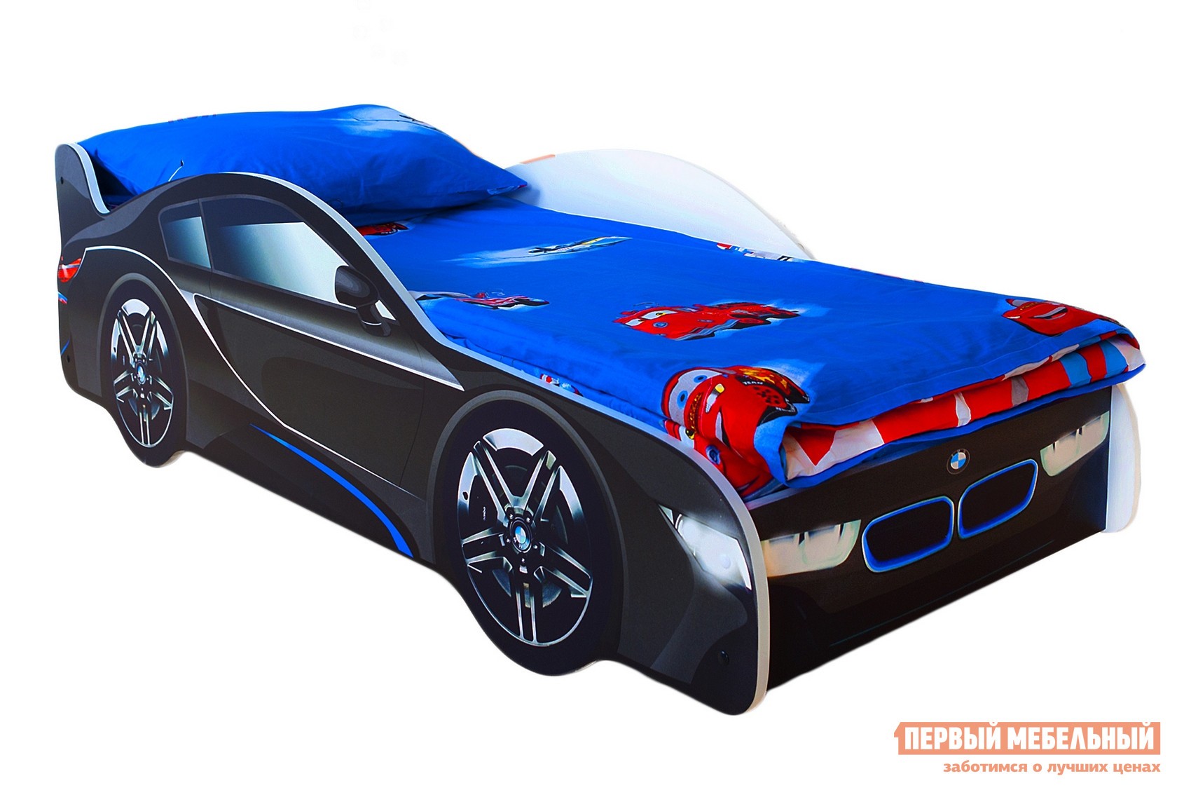 Кровать-машина  Классик Черный (BMW), С подсветкой дна